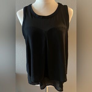 Elegant Black Sleeveless Layered Top
